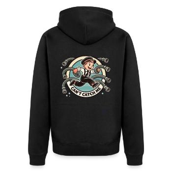 Retro Tube Boy – Can't Catch Me - Unisex Premium Bio Zip Hoodie - Schwarz - Hinten - Nico (187cm)