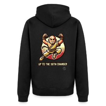 Up to the 36th Chamber – Shaolin Mönch Kung Fu - Unisex Premium Bio Zip Hoodie - Schwarz - Hinten - Nico (187cm)