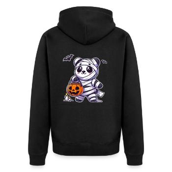 Panda Halloween Mumie Kinder Frauen Männer Panda - Unisex Premium Bio Zip Hoodie - Schwarz - Hinten - Nico (187cm)