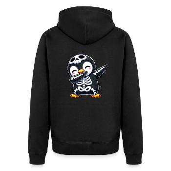 Penguin Halloween Skeleton Kids Women Men - Unisex Premium Organic Zip Hoodie - black - Back - Nico (187cm)