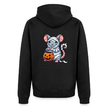 Rat Halloween Mummy Kids Women Men Mouse - Unisex Premium Organic Zip Hoodie - black - Back - Nico (187cm)