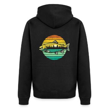 Fishing Fishing Angler Trout Fishing Fishing - Unisex Premium Organic Zip Hoodie - black - Back - Nico (187cm)