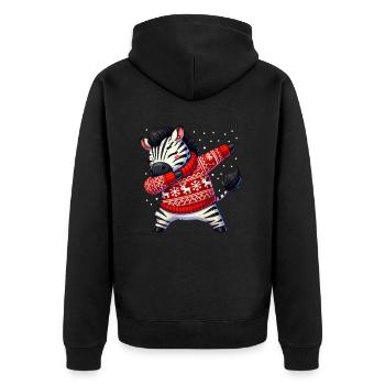 Zebra Lover Weihnachten Xmas Zebra Ugly Christmas - Unisex Premium Organic Zip Hoodie - black - Back - Nico (187cm)