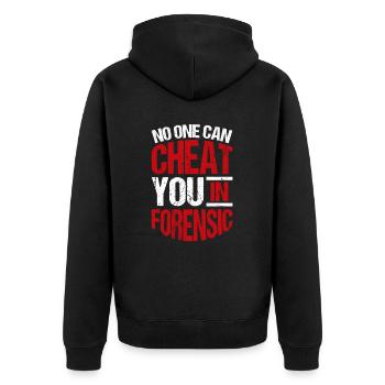 In forensics, no one can cheat you - Unisex Premium Organic Zip Hoodie - black - Back - Nico (187cm)