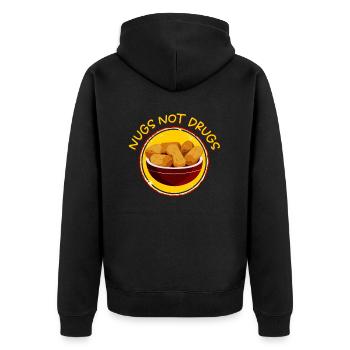 Nuggs Statt Drogen - Unisex Premium Bio Zip Hoodie - Schwarz - Hinten - Nico (187cm)