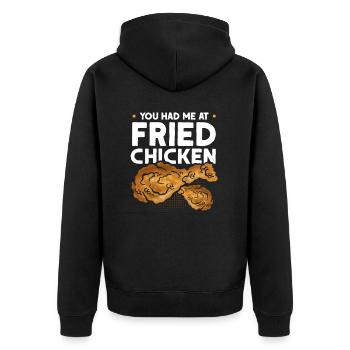 Du Hattest Mich Bei Fried Chicken - Unisex Premium Bio Zip Hoodie - Schwarz - Hinten - Nico (187cm)