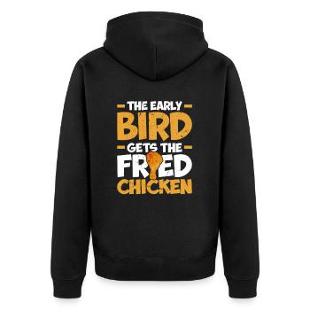 L’oiseau matinal reçoit le poulet rôti - Veste à capuche bio Premium Unisexe - noir - Dos - Nico (187cm)