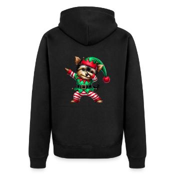 Weihnachten Yorkie Elf Lustiger Yorkshire Terrier - Unisex Premium Bio Zip Hoodie - Schwarz - Hinten - Nico (187cm)