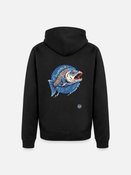The creepy monster fish - Unisex Premium Organic Zip Hoodie - black