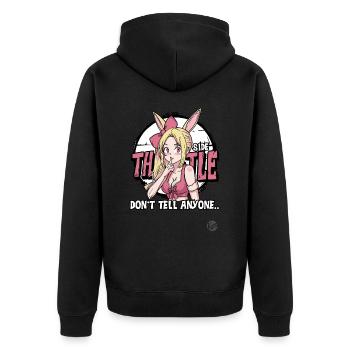 Häschen Cartoon Mädchen – Der Side Hustle - Unisex Premium Bio Zip Hoodie - Schwarz - Hinten - Nico (187cm)