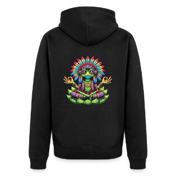 Hippie Frog 70s 1970s 60s Party - Unisex Premium Organic Zip Hoodie - black - Back - Nico (187cm)