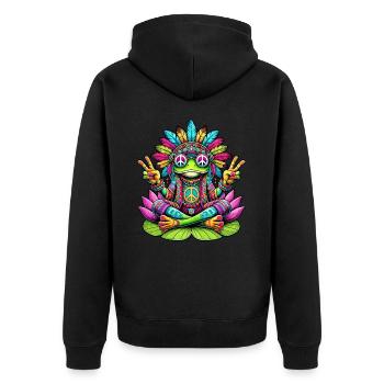 Hippie Frog 70s 1970s 60s Party - Unisex Premium Organic Zip Hoodie - black - Back - Nico (187cm)
