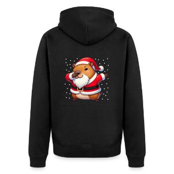 Weihnachten Capybara Santa Funny Capybara - Unisex Premium Bio Zip Hoodie - Schwarz - Hinten - Nico (187cm)
