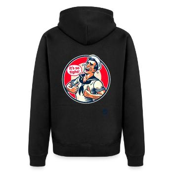 Retro Vintage Matrose weint: Es ist so Eng - Unisex Premium Bio Zip Hoodie - Schwarz - Hinten - Nico (187cm)