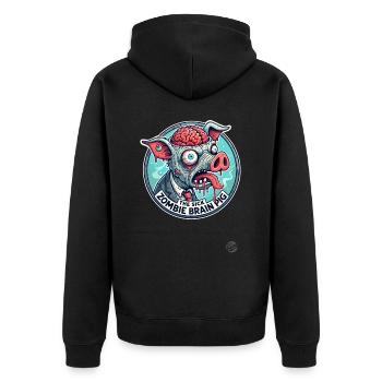 Das kranke Gehirn Zombie-Schwein - Unisex Premium Bio Zip Hoodie - Schwarz - Hinten - Nico (187cm)
