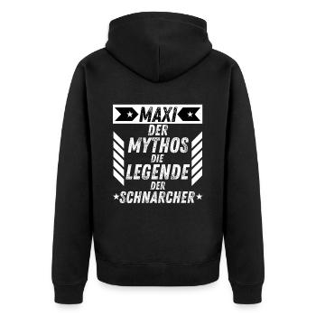 MAXI Der Mythos Die Legende der Schnarcher Herren - Unisex Premium Bio Zip Hoodie - Schwarz - Hinten - Nico (187cm)
