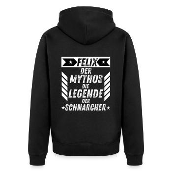 Felix Der Mythos Die Legende der Schnarcher Herren - Unisex Premium Bio Zip Hoodie - Schwarz - Hinten - Nico (187cm)