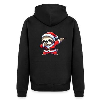 Christmas Sloth Santa Funny Sloth - Unisex Premium Organic Zip Hoodie - black - Back - Nico (187cm)