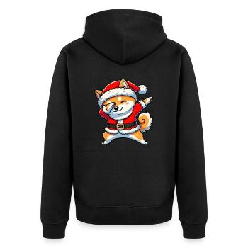 Weihnachten Shiba Inu Santa Lustig Shiba Inu Hund - Unisex Premium Bio Zip Hoodie - Schwarz - Hinten - Nico (187cm)