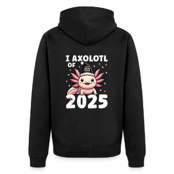 Neujahr 2025 Axolotl Lustiger Silvesterabend - Unisex Premium Bio Zip Hoodie - Schwarz - Hinten - Nico (187cm)