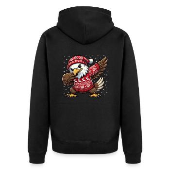Weihnachten Eagle Adler Ugly Weihnachten - Unisex Premium Bio Zip Hoodie - Schwarz - Hinten - Nico (187cm)