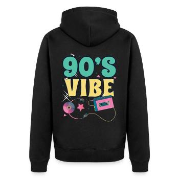 90s 90s Retro Gift - Unisex Premium Organic Zip Hoodie - black - Back - Nico (187cm)