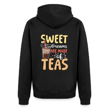 Sweet Dreams Are Made Of Teas für einen Bubble - Unisex Premium Bio Zip Hoodie - Schwarz - Hinten - Nico (187cm)