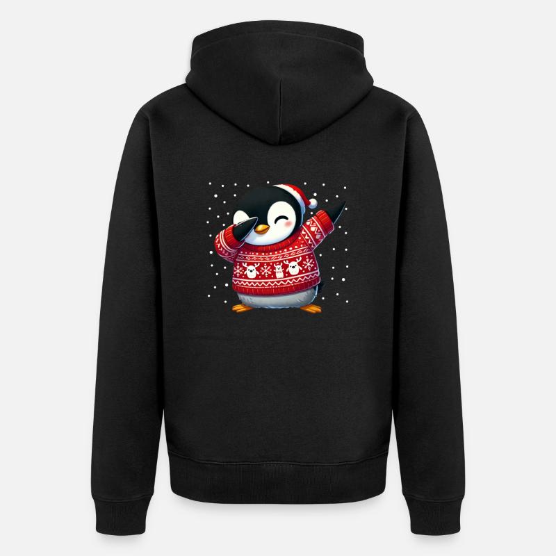 Noël Pingouin Moche Noël - Veste à capuche bio Premium Unisexe - noir