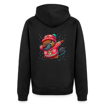 Weihnachten Schnabeltier Hässlich Weihnachten - Unisex Premium Bio Zip Hoodie - Schwarz - Hinten - Nico (187cm)