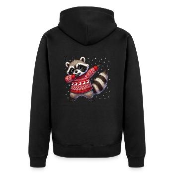 Weihnachten Waschbär Hässliche Weihnachten - Unisex Premium Bio Zip Hoodie - Schwarz - Hinten - Nico (187cm)