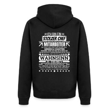 Proud Funny Coworker Gift Tee Shirt - Unisex Premium Organic Zip Hoodie - black - Back - Nico (187cm)
