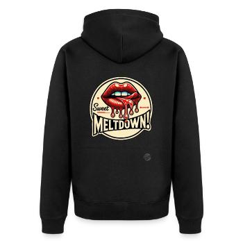Süßer Kuss Lippen Meltdown - Unisex Premium Bio Zip Hoodie - Schwarz - Hinten - Nico (187cm)