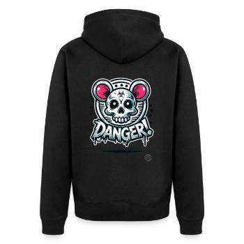 Gefährlicher Totenkopf Ratte Hamster - Unisex Premium Bio Zip Hoodie - Schwarz - Hinten - Nico (187cm)