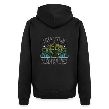 Stark Medidiert - Unisex Premium Bio Zip Hoodie - Schwarz - Hinten - Nico (187cm)