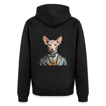 Elegante Sphynx - Unisex Premium Bio Zip Hoodie - Schwarz - Hinten - Nico (187cm)