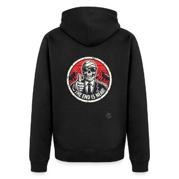 Anzug-und-Krawatte-Mumie: Das Ende ist nah - Unisex Premium Bio Zip Hoodie - Schwarz - Hinten - Nico (187cm)