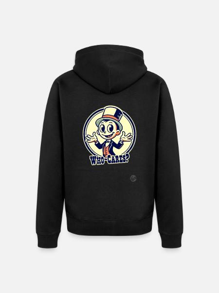Uomo dei cartoni animati retrò con cappello: chi se ne frega? - Felpa con cappuccio ecologica premium unisex - nero