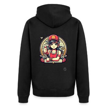 Pouce vers le haut Fille de dessin animé - Veste à capuche bio Premium Unisexe - noir - Dos - Nico (187cm)