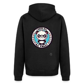 I hate you all, Angry Little Panda - Unisex Premium Organic Zip Hoodie - black - Back - Nico (187cm)