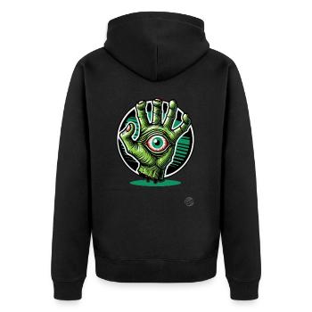 Main Mutant Zombie Vert avec Œil - Veste à capuche bio Premium Unisexe - noir - Dos - Nico (187cm)