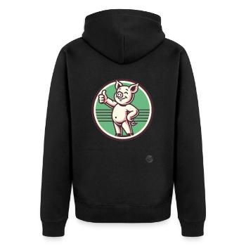 Pouce en l’air – Drôle de cochon - Veste à capuche bio Premium Unisexe - noir - Dos - Nico (187cm)