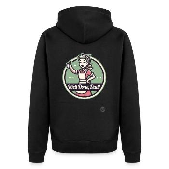 Zustimmende Frau und Mama: Gut gemacht, Papa - Unisex Premium Bio Zip Hoodie - Schwarz - Hinten - Nico (187cm)