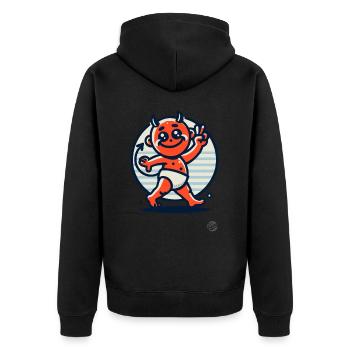 Style de dessin animé rétro vintage : Petit diable mignon - Veste à capuche bio Premium Unisexe - noir - Dos - Nico (187cm)