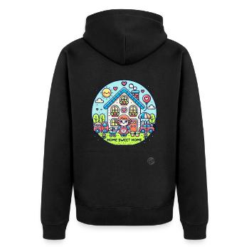 Home Sweet Home, Mama - Unisex Premium Bio Zip Hoodie - Schwarz - Hinten - Nico (187cm)