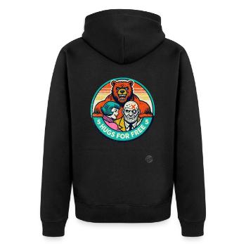 Umarmungen kostenlos vom harten Bodybuilder-Bär - Unisex Premium Bio Zip Hoodie - Schwarz - Hinten - Nico (187cm)
