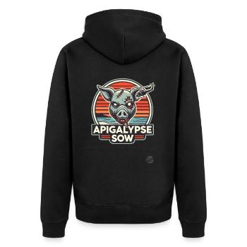 Apokalypse-Schwein - Unisex Premium Bio Zip Hoodie - Schwarz - Hinten - Nico (187cm)