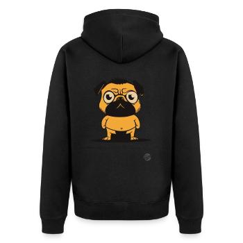 Mops Hund Sumo-Ringer - Unisex Premium Bio Zip Hoodie - Schwarz - Hinten - Nico (187cm)