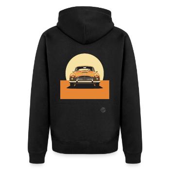 Minimalistisches Klassisches Auto Design - Unisex Premium Bio Zip Hoodie - Schwarz - Hinten - Nico (187cm)