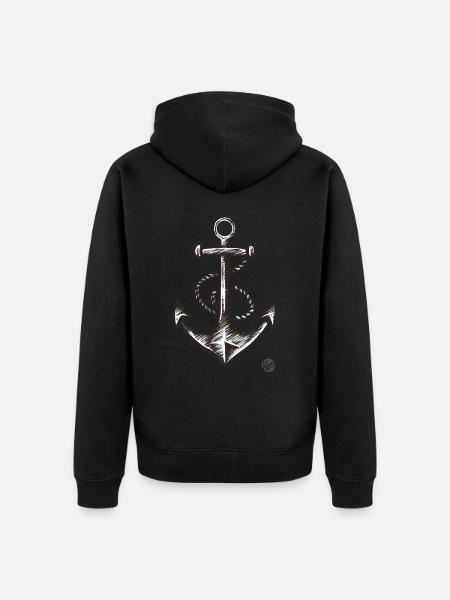 Sailing Ship Anchor - Unisex Premium Organic Zip Hoodie - black