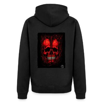 Two red skulls - Unisex Premium Organic Zip Hoodie - black - Back - Nico (187cm)